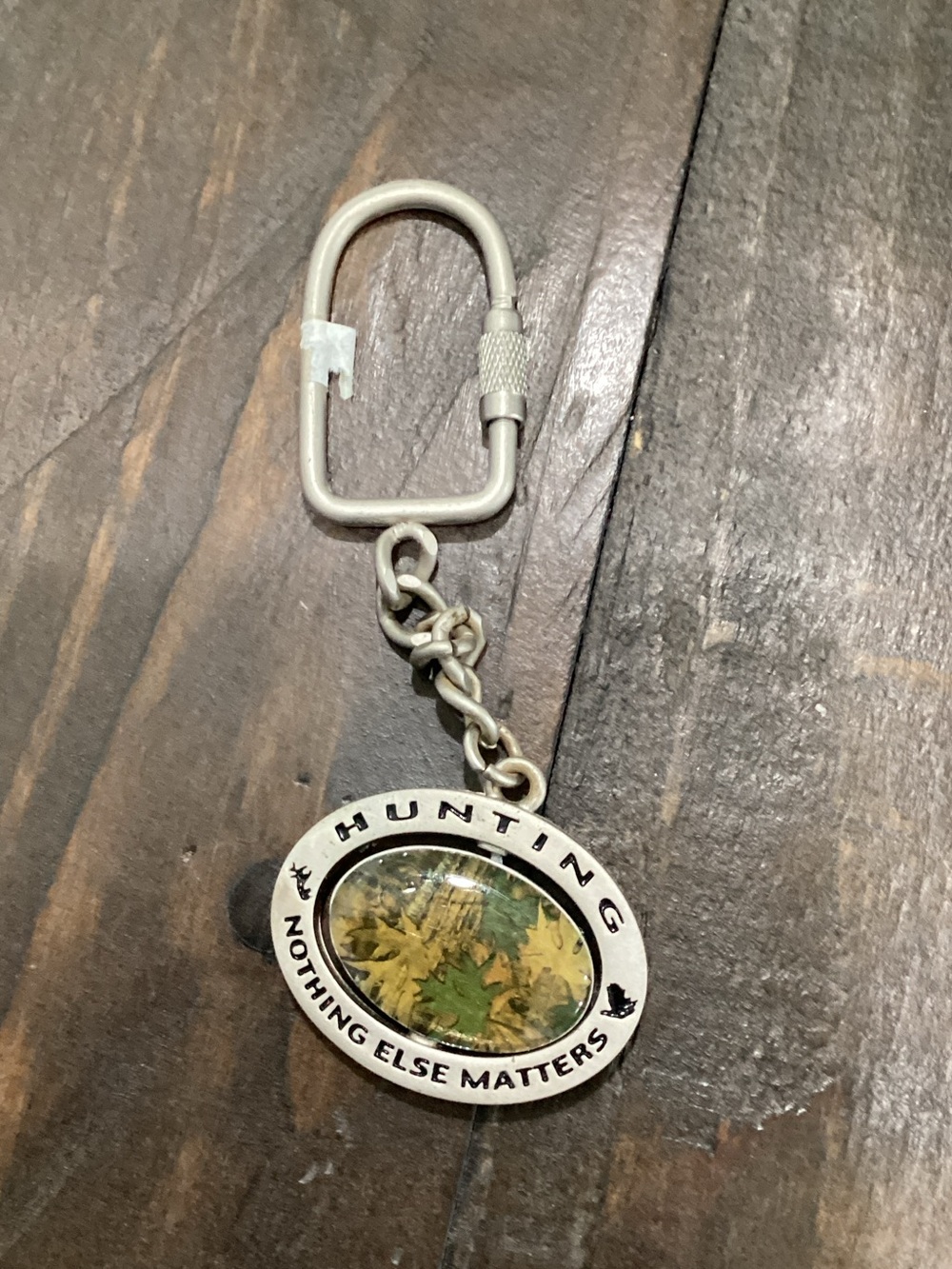 Hunting 'Nothing Else Matters' Keychain with Leaf Inlay